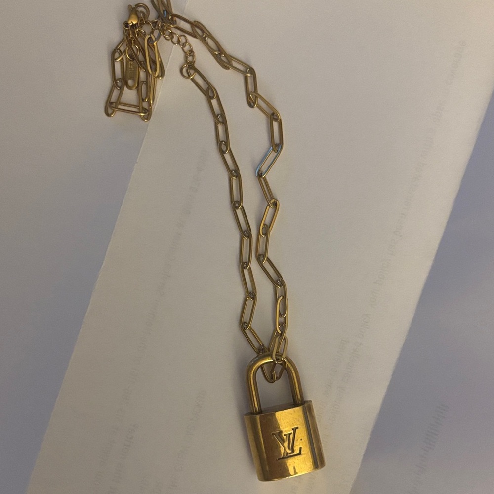 Louis Vuitton Gold Chain Padlock Necklace